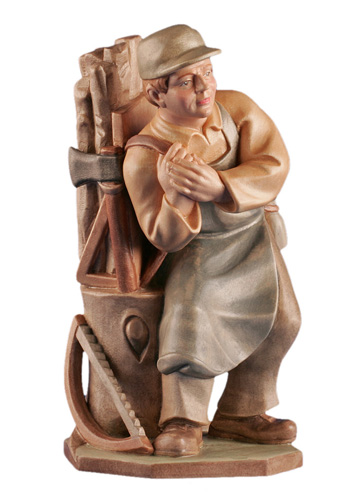 Waldmann, Höhe 8 cm coloriert,  Holzfigur, Kunstgewerbeartikel - kein Kinderspielzeug